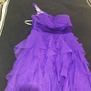 Purple one strap embroidered Homecoming Dress